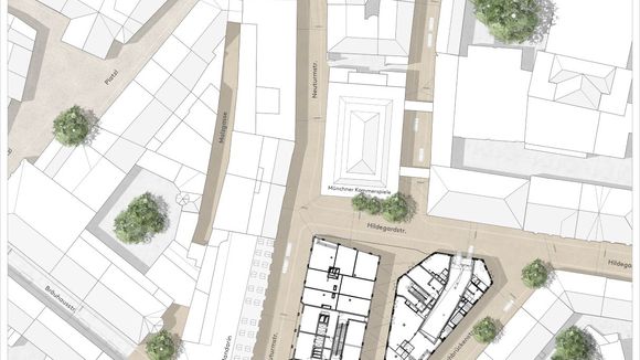 Eine erste Vision der neuen Freiraumqualitäten in der Altstadt (Credit: Keller Damm Kollegen, Landschaftsarchitekten Stadtplaner)